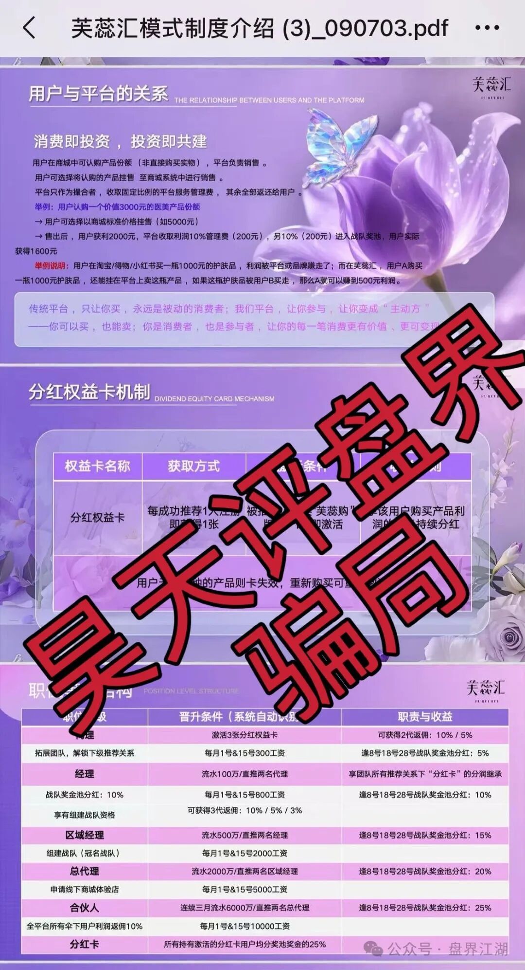 芙蕊汇商城利用“医美挂售”包装的资金盘骗局，日收益高达1%以上，各位需提高警惕，防止被骗！